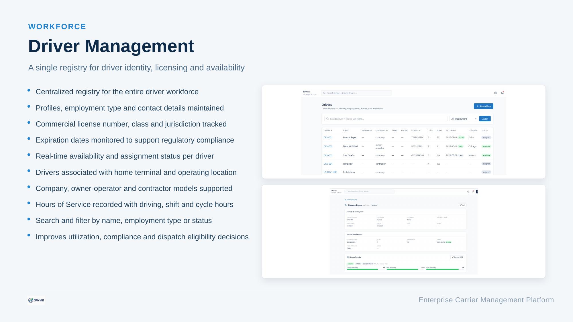 Driver management registry